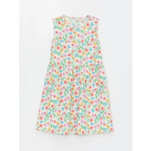 LCW Kids Karişik Bisiklet Yaka Desenli Kız Çocuk Elbise