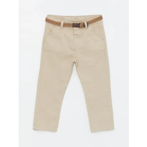 LCW Kids Bej Basic Erkek Bebek Kemerli Pantolon