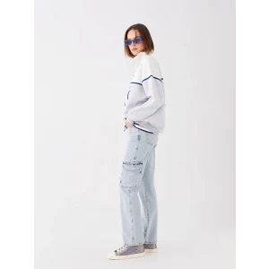 LCW Jeans Indigo Straight Fit Kadın Kargo Jean Pantolon