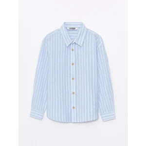 LCW Kids Mavi Rahat Kalıp Çizgili Erkek Çocuk Gömlek