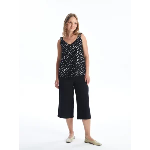 LCWAIKIKI Classic Siyah Beli Lastikli Rahat Kalıp Kadın Kapri