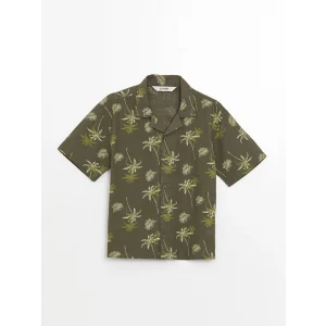 LCW Kids Yeşil Rahat Kalıp Desenli Erkek Çocuk Gömlek