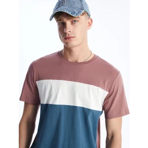 XSIDE Pembe Bisiklet Yaka Kısa Kollu Renk Bloklu Penye Erkek Tişört