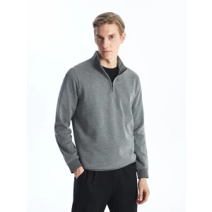 LCWAIKIKI Classic Antrasit Dik Yaka Uzun Kollu Erkek Kalın Sweatshirt