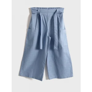 LCW Kids Mavi Beli Lastikli Kız Çocuk Kapri