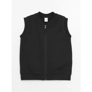 LCW Kids Siyah Bisiklet Yaka Fermuarlı Erkek Bebek Yelek