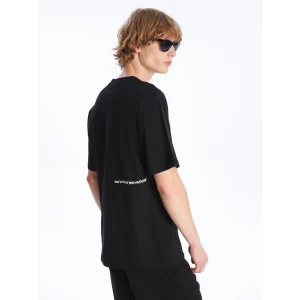 XSIDE Siyah Bisiklet Yaka Kısa Kollu Baskılı Penye Erkek Tişört