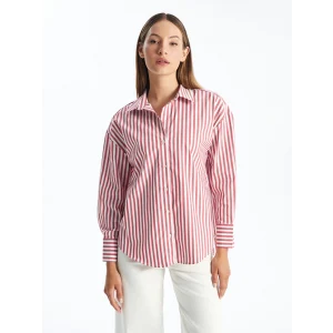 LCW Vision Kirmizi Çizgili Oversize Kadın Gömlek