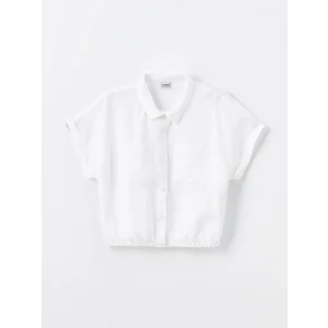 LCW Kids Beyaz Basic Kısa Kollu Kız Çocuk Crop Gömlek