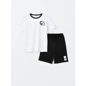 LCW Kids Beyaz Rahat Kalıp Erkek Çocuk Tişört ve Şort