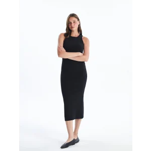 LCW Vision Siyah Bisiklet Yaka Kadın Bodycon Elbise