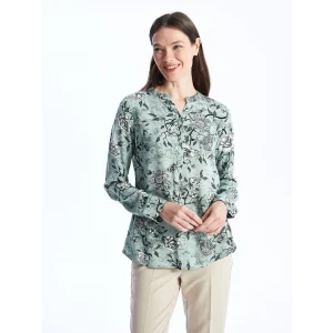 LCW Grace Karişik Kaçık Yaka Desenli Uzun Kollu Kadın Bluz