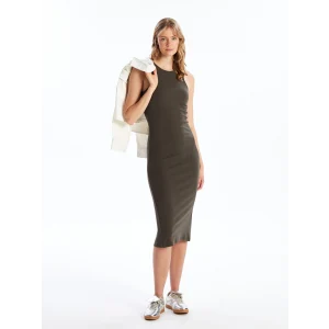 LCW Vision Haki Bisiklet Yaka Kadın Bodycon Elbise