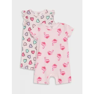 LCW baby Pembe Bisiklet Yaka Kız Bebek Tulum 2li