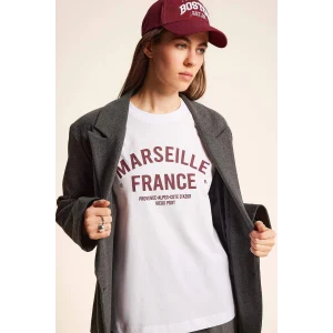 Defacto E2795 Beyaz Oversize Geniş Kalıp Bisiklet Yaka Baskılı Penye Kısa Kollu Tişört