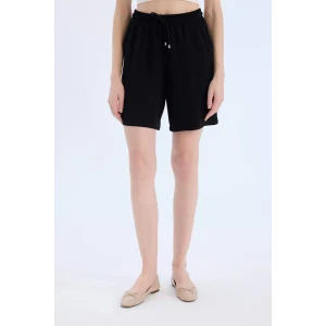 Defacto I6760 Siyah Yüksek Bel Kısa Paça Belmando Şort