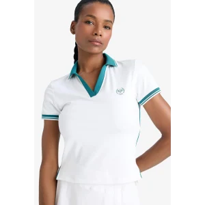 Defacto E4310 Beyaz DeFactoFit Standart Fit Polo Yaka Baskılı Sporcu Kısa Kollu Beyaz Tişört