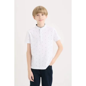 Defacto B5938 Beyaz Erkek Çocuk Hakim Yaka Pike Kısa Kollu Polo Tişört