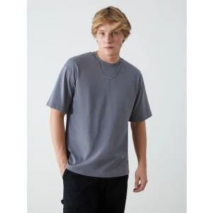 XSIDE Gri Bisiklet Yaka Penye Erkek Tişört