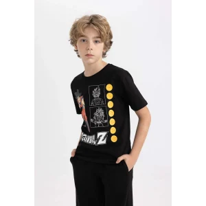 Defacto C0518 Siyah Erkek Çocuk Dragon Ball Bisiklet Yaka Kısa Kollu Tişört