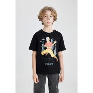 Defacto C0381 Siyah Erkek Çocuk Avatar the Last Airbender Bisiklet Yaka Kısa Kollu Tişört