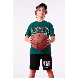 Defacto C0389 Yeşil Erkek Çocuk NBA Boston Celtics Bisiklet Yaka Kısa Kollu Tişört