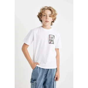 Defacto D2408 Beyaz Erkek Çocuk One Piece Bisiklet Yaka Kısa Kollu Tişört