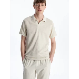 LCW Vision Bej Polo Yaka Kısa Kollu Erkek Tişört