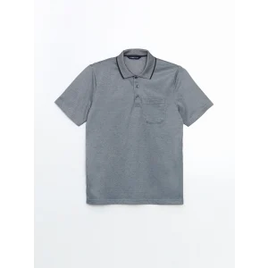 LCWAIKIKI Classic Lacivert Polo Yaka Kısa Kollu Merserize Görünümlü Erkek Tişört