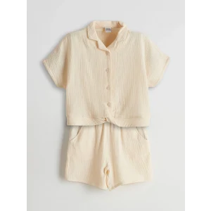 LCW Kids Bej Kısa Kollu Kız Çocuk Gömlek ve Şort