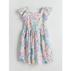 LC WAIKIKI Beyaz Çiçekli Diz Üstü Fırfırlı Kız Çocuk Elbise