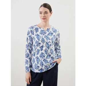 LCW Grace Beyaz Bağlamalı Yaka Çiçekli Kadın Bluz