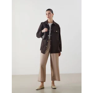 LCW Modest Bej Beli Lastikli Geniş Paça Kadın Pantolon