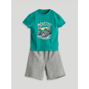 LCW Kids Yeşil Baskılı Erkek Çocuk Tişört ve Şort 2li