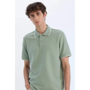 Defacto D7932 Haki Regular Fit Kısa Kollu Waffle Polo Tişört