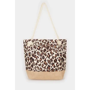 Defacto E7406 Toy Kadın Leopar Desenli Plaj Çantası