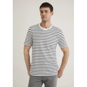 Mavi 0612235-87822 Lacivert Çizgili Beyaz Tişört