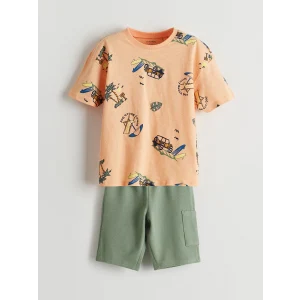 LCW Kids Mercan Beli Lastikli Baskılı Tişört ve Şort 2li