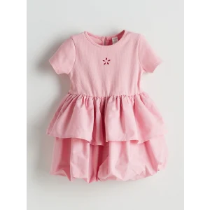 LCW Kids Pembe Bisiklet Yaka Kız Çocuk Kaşkorse Elbise