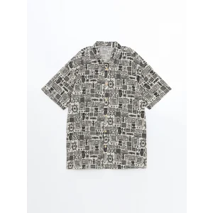 LCW Kids Bej Kısa Kollu Erkek Çocuk Gömlek