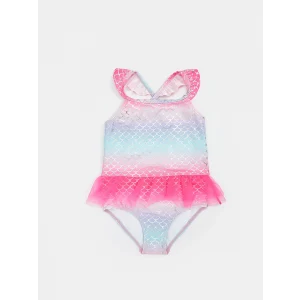 LCW baby Pembe Desenli Tüllü Kız Çocuk Mayo