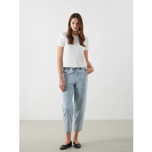 LCW Jeans Indigo Beli Lastikli Mom Fit Kadın Jean Pantolon