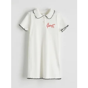 LCW Kids Ekru Polo Yaka Kız Çocuk Kaşkorse Elbise