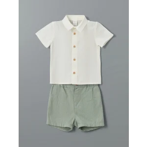 LCW baby Ekru Basic Erkek Bebek Gömlek ve Şort 2li