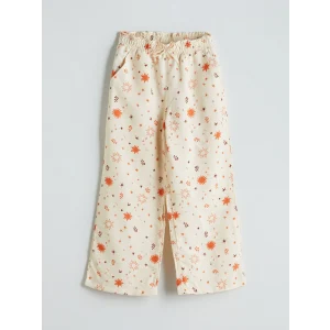 LCW Kids Ekru Beli Lastikli Kız Çocuk Pantolon