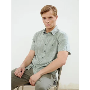LCWAIKIKI Classic Yeşil Regular Fit Keten Karışımlı Erkek Gömlek