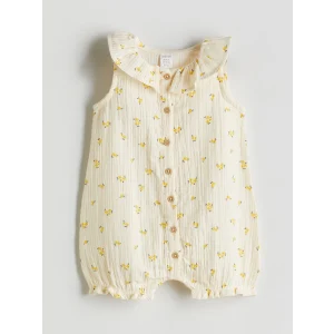 LCW baby Ekru Bebe Yaka Kız Çocuk Müslin Tulum