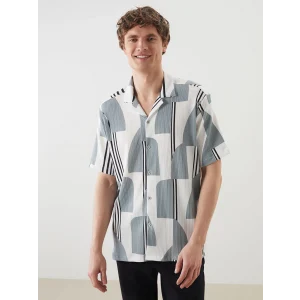 LCW Vision Yeşil Regular Fit Kısa Kollu Desenli Erkek Gömlek