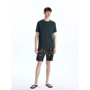 LCW SWIMWEAR Antrasit Diz Hizası Boy Desenli Erkek Deniz Şortu