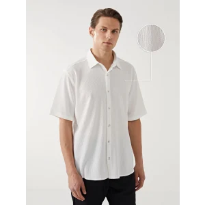 LC WAIKIKI Ekru Regular Fit Kısa Kollu Erkek Gömlek